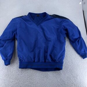 Nike Golf Pullover Mens XL Blue Black Windbreaker Jacket V‎ Neck Lightweight